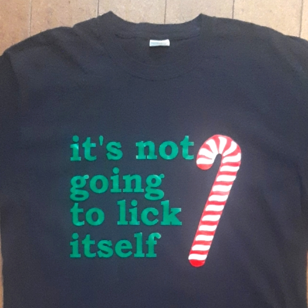 😳🤣T-Shirt with Candy Cane Design Size L